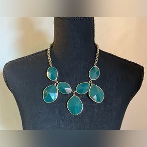 Green with Gold Statement Necklace, Lobster claw closure